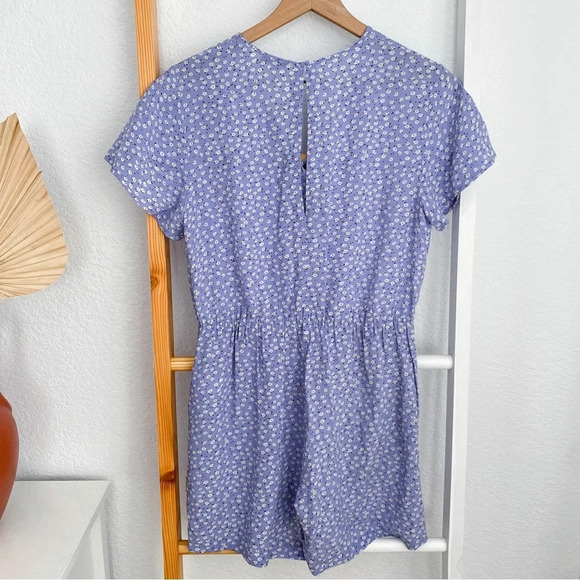 Rails Sophia Sky Blue Daisies Romper Floral Playsuit Button Front Blue White XS - Picture 6 of 15